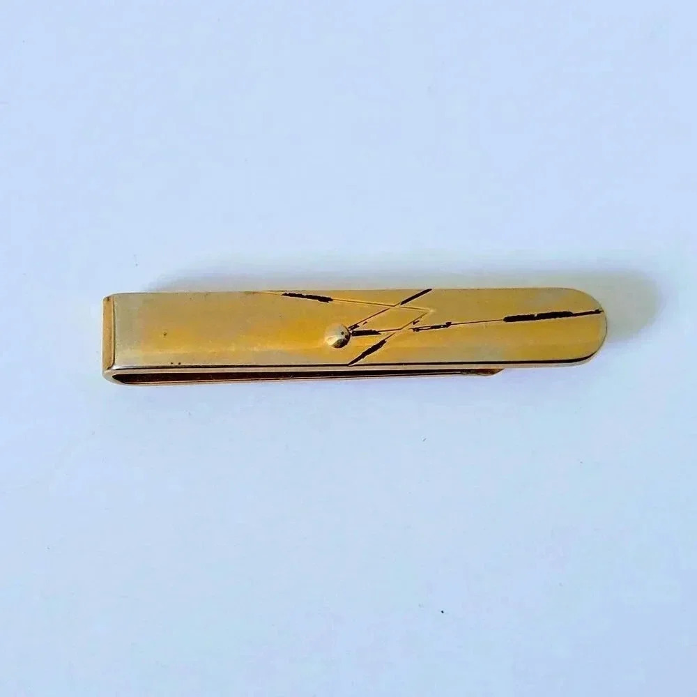 Swank Tie Bar Clip Vintage Gold Tone